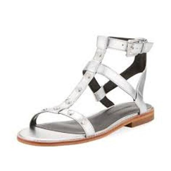 Rebecca Minkoff Womens Sandy Silver Leather Sandal Size 8.5 - Picture 1 of 7